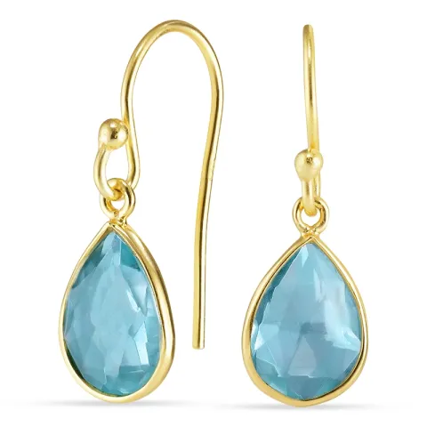 droppe blå kristal örhängen i förgyllt silver - Loom Stones