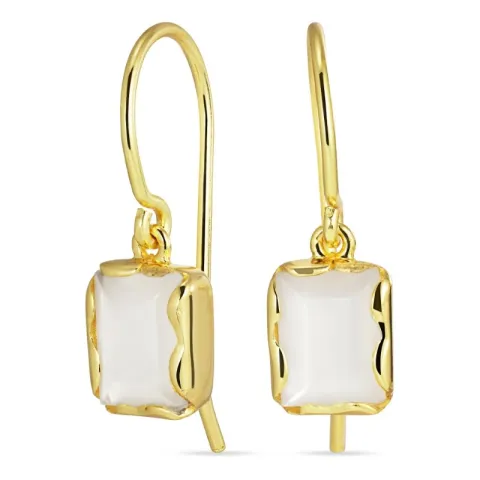 fyrkantigt månsten örhängen i förgyllt silver