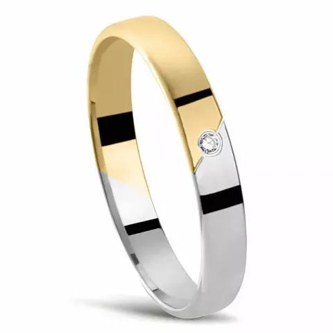 Tvåfärgad Damring i 14  karat guld- och vitguld 0,01 ct