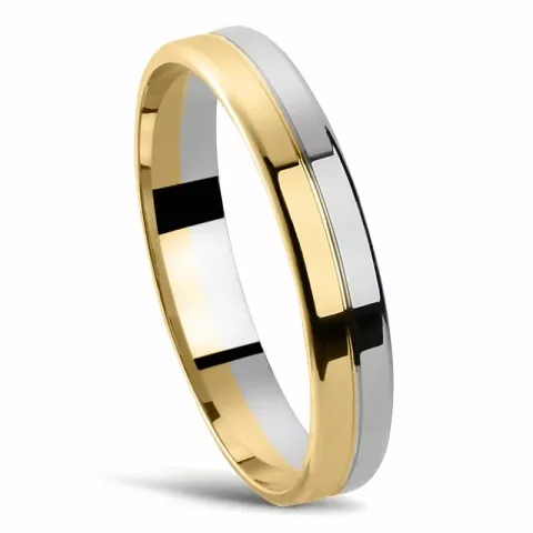 Blank tvåfärgad vigselsring i 14  karat guld- och vitguld