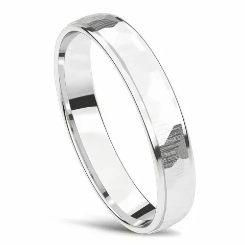 Hamrade vigselsring i 14  karat vitguld