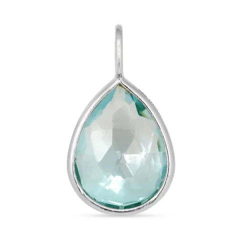 droppe blå kristal hängen i silver - Loom Stones