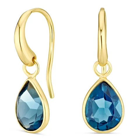 mörkblå kristal örhängen i förgyllt silver - Loom Stones