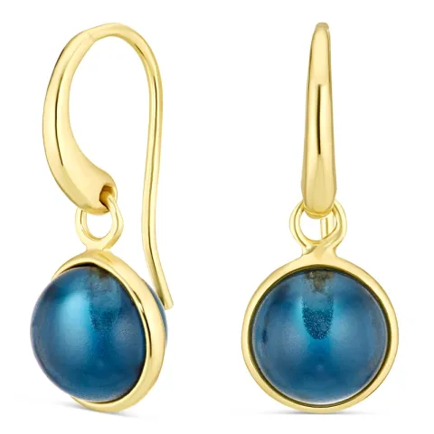 mörkblå kristal örhängen i förgyllt silver