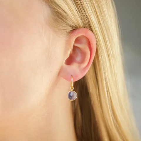 lila kristal örhängen i förgyllt silver