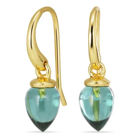 aqua kristal örhängen i förgyllt silver - Loom Stones