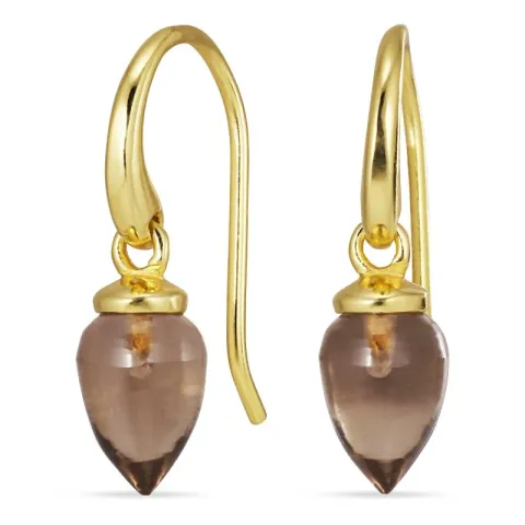 rökfärgad kvarts örhängen i förgyllt silver - Loom Stones