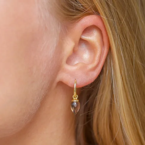 rökfärgad kvarts örhängen i förgyllt silver - Loom Stones