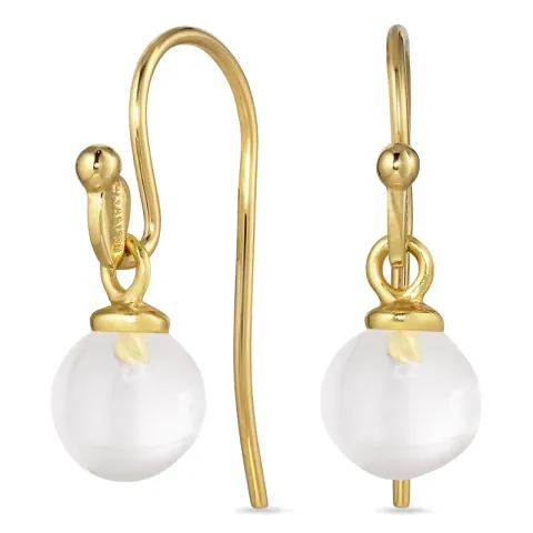 8 mm klar kvarts öronkrokar i förgyllt silver