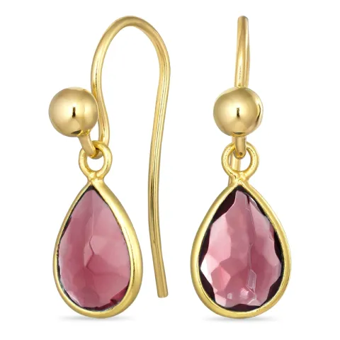droppe rosa kristal öronkrokar i förgyllt silver