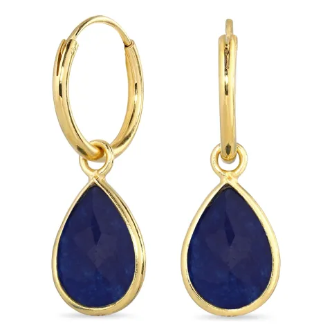 droppe jadesten creol i förgyllt silver