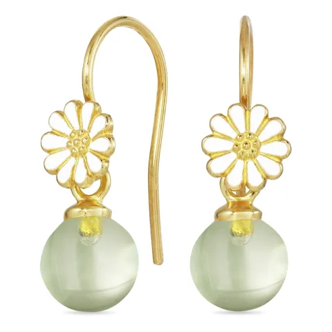 prästkrage ljusgrön kristal öronkrokar i förgyllt silver