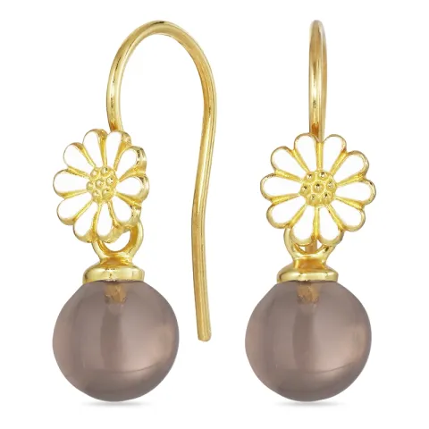 prästkrage rökfärgad kvarts öronkrokar i förgyllt silver