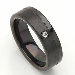 Vigselsring i svart stål 0,025 ct