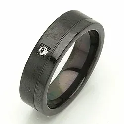 Vigselsring i svart stål 0,025 ct