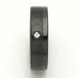 Vigselsring i svart stål 0,025 ct