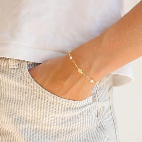 pärla armband i förgylld mässing