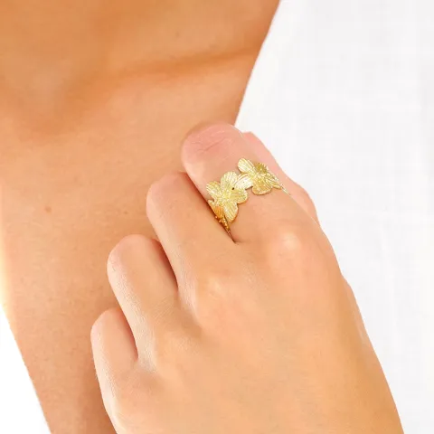 blommor ring i förgylld mässing
