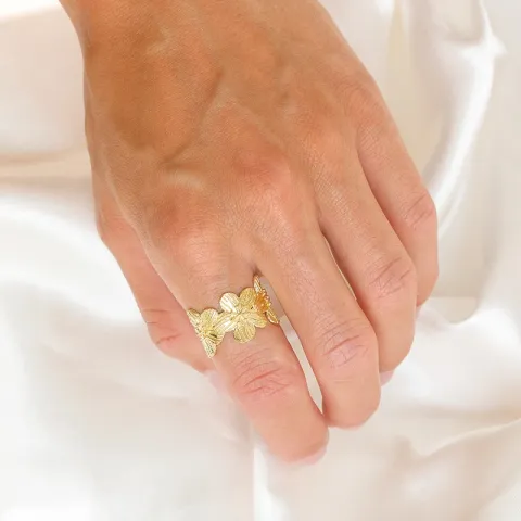 blommor ring i förgylld mässing