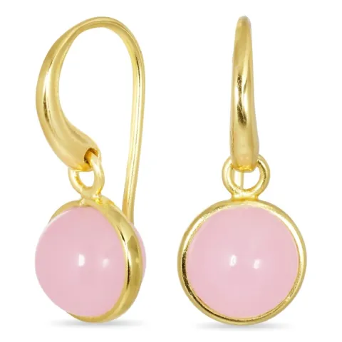 Kollektionsprov runda rosa krystal örhängen i förgylld mässing - Loom Stones