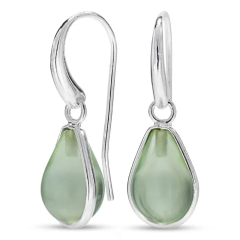 droppe ljusgrön kristal örhängen i försilvrad mässing