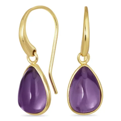 droppe lila kristal örhängen i förgylld mässing - Loom Stones