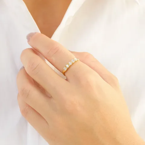 zirkon ring i förgylld mässing - Eliné