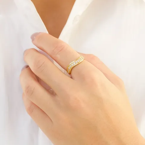 zirkon ring i förgylld mässing - Eliné