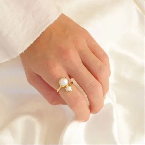 pärla ring i förgylld mässing - Eliné
