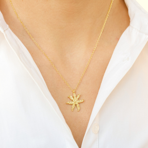 blommor halsband i förgylld mässing - Eliné