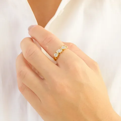 zirkon ring i förgylld mässing - Eliné
