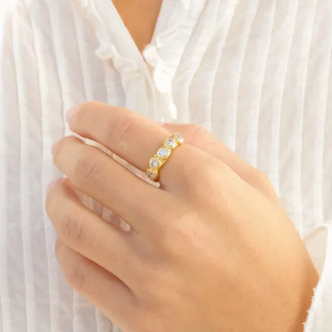 zirkon ring i förgylld mässing - Eliné