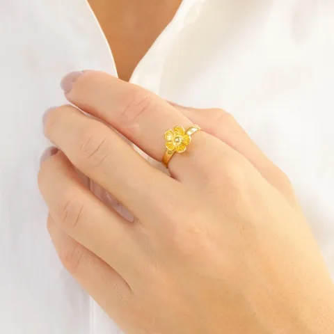 blommor ring i förgylld mässing - Eliné