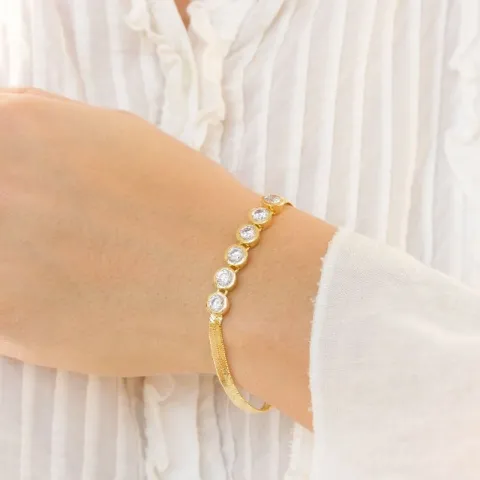 zirkon armband i förgylld mässing - Eliné