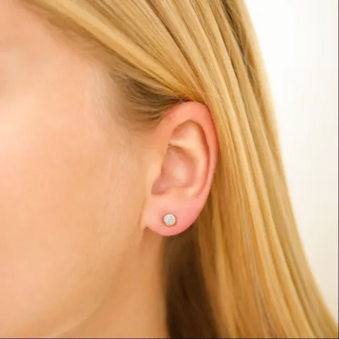 3 mm zirkon solitäreörhängestift i förgylld mässing - Eliné
