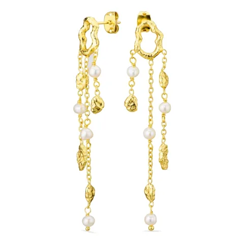 pärla kedja örhängen i förgylld mässing - Eliné