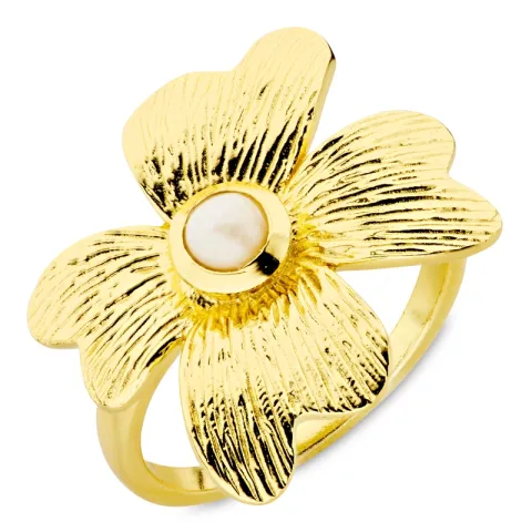 blommor pärla ring i förgylld mässing - Eliné