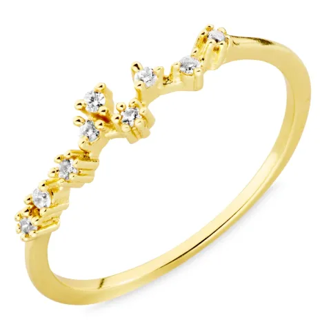 vit zirkon ring i förgylld mässing - Eliné