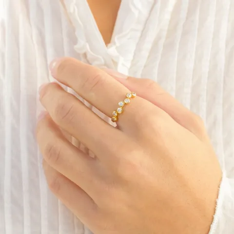 zirkon ring i förgylld mässing - Bubbly Sparkle