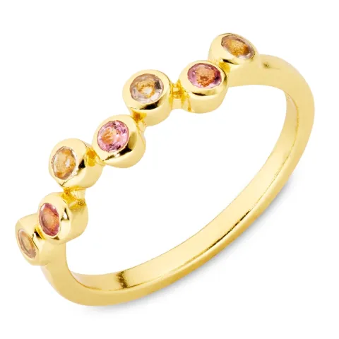 rosa kristal ring i förgylld mässing - Bubbly Twist