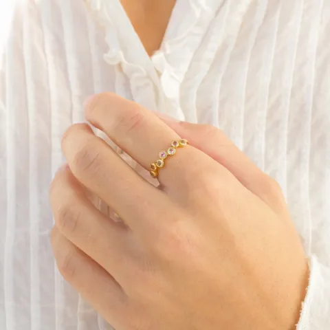 rosa kristal ring i förgylld mässing - Bubbly Twist