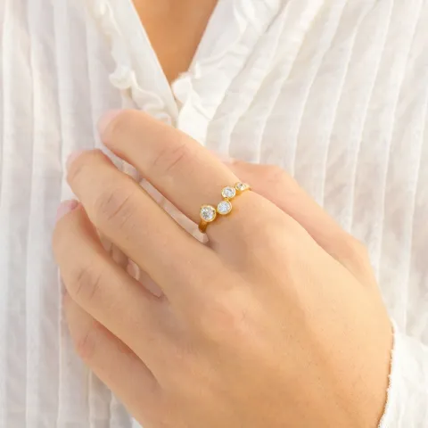 zirkon ring i förgylld mässing - Bubbly Sparkle