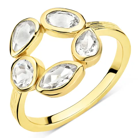 klar kvarts ring i förgylld mässing - Eliné