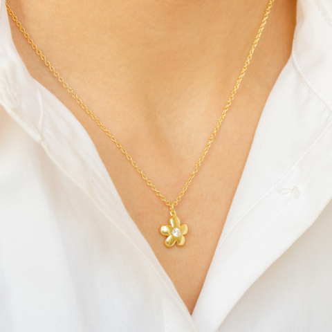 blommor halsband i förgylld mässing - Eliné