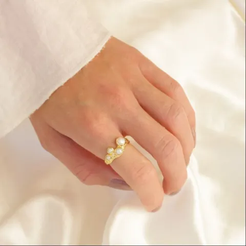 pärla ring i förgylld mässing - Eliné