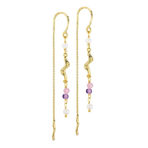 långa kedja örhängen i förgylld mässing - Eliné