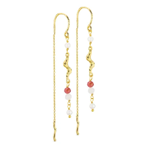 långa kedja örhängen i förgylld mässing - Eliné