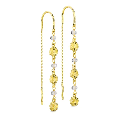 långa klar kvarts kedja örhängen i förgylld mässing - Eliné