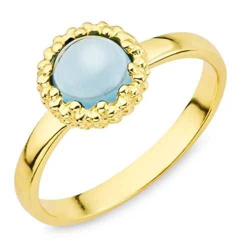 mörkblå kristal ring i förgylld mässing - Eliné