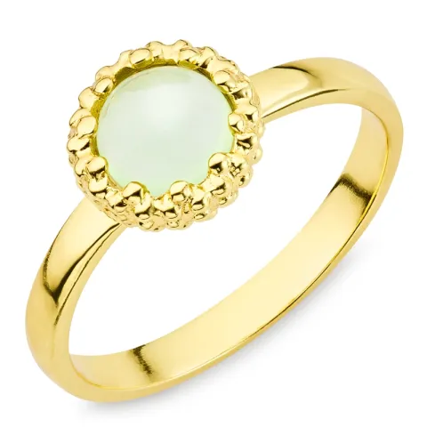 ljusgrön kristal ring i förgylld mässing - Eliné